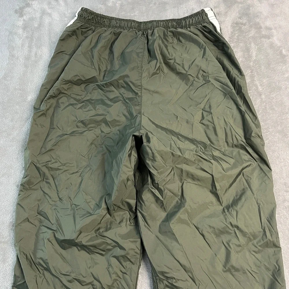 Vintage 90s Nike Baggy Track Pants Olive Green White Stripe Mesh Lined Womens M